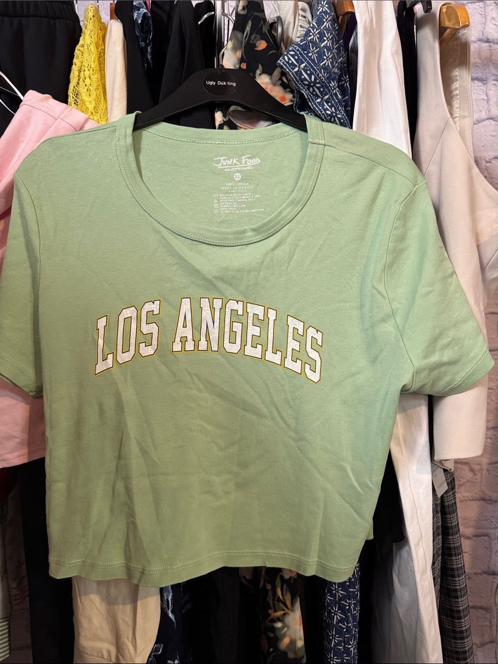 Junk Food Clothing • NWOT Lime 'Los Angeles' Cropped Tee PTP 20” + - Picture 2 of 2